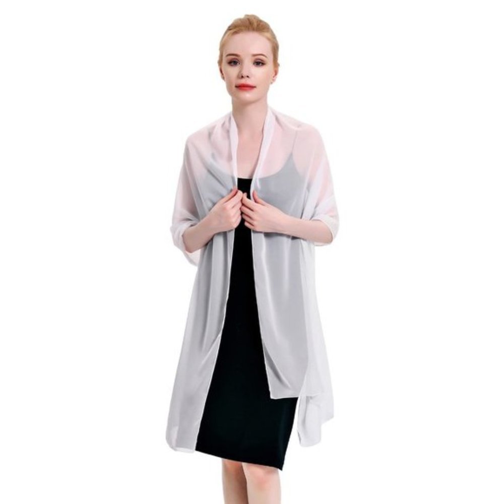 Womens Chiffon Shawls Wraps White
